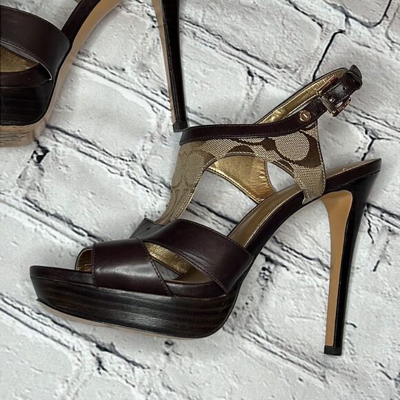 Coach Brown Leather Sandals - Picture 5 of 11